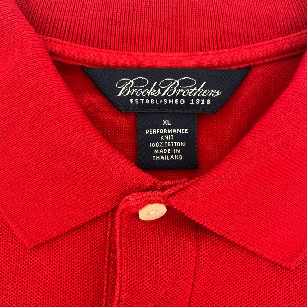 Brooks Brothers Men’s XL Red Polo Shirt 100% Cotton Knit Short Sleeve Classic - Picture 2 of 7
